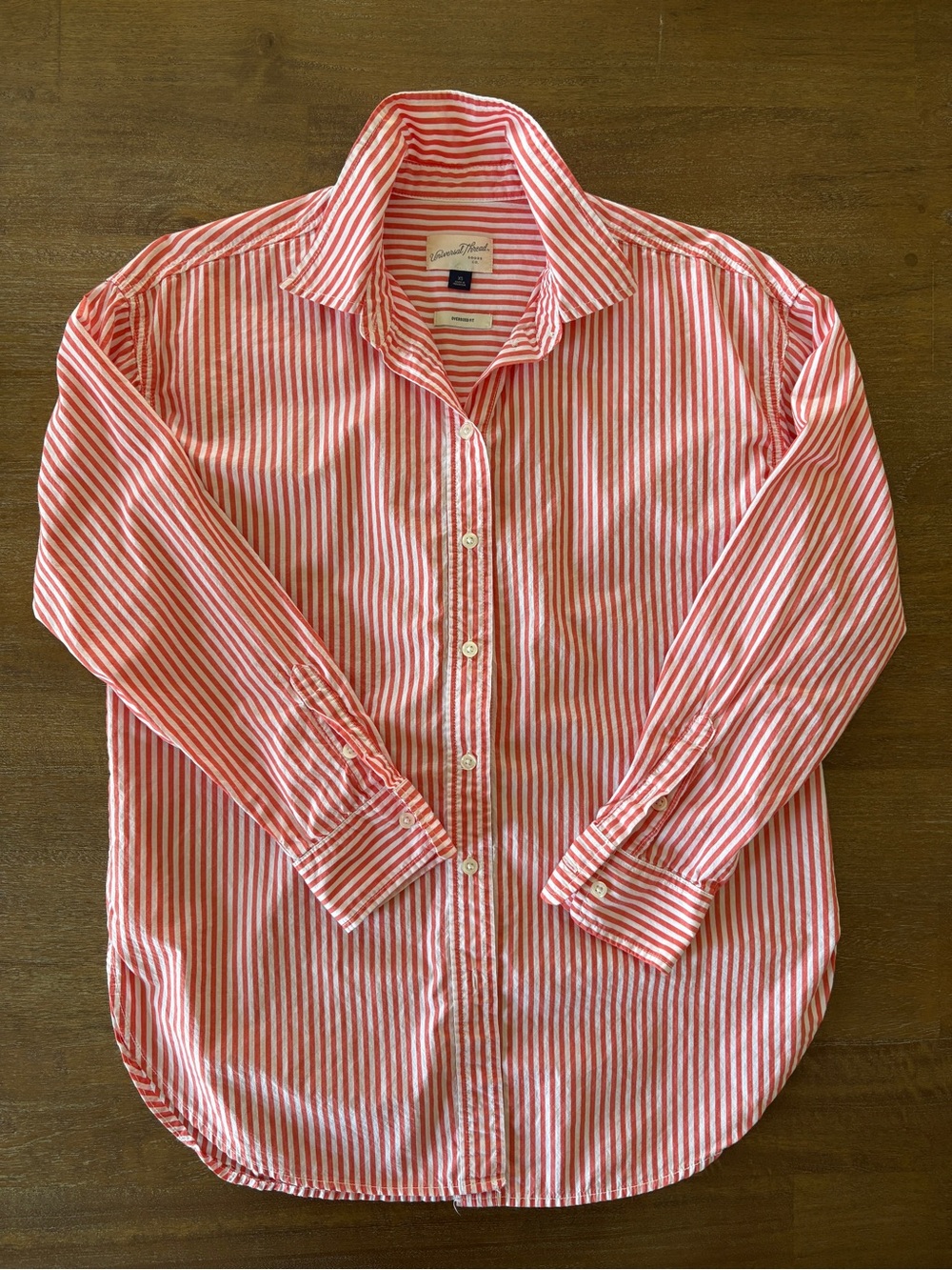 Universal Thread Orange & White Striped Button-Down Shirt